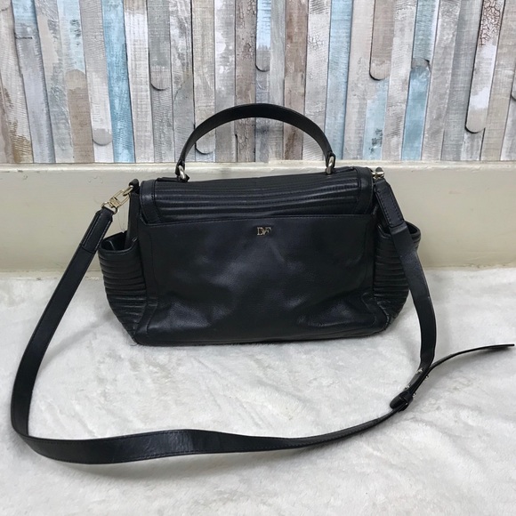 DVF Large Black Quilted 440 Courier Satchel Bag - Picture 4 of 8